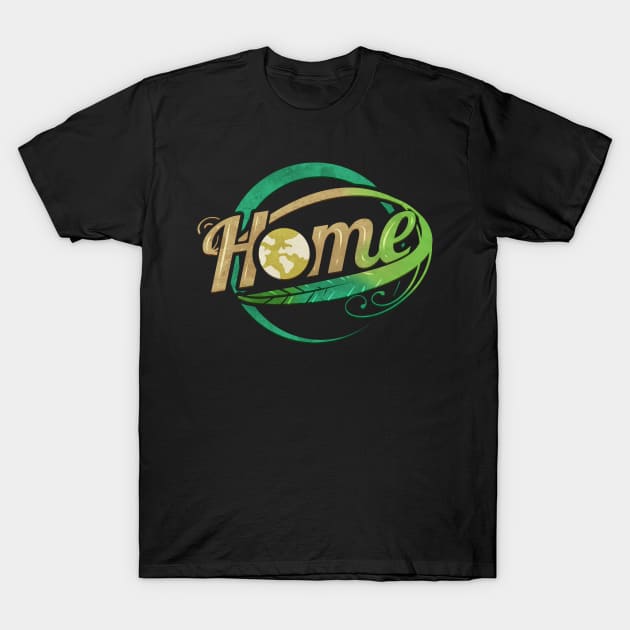 Planet Earth Logo Home surrounded by plants for Earth Day T-Shirt by SinBle